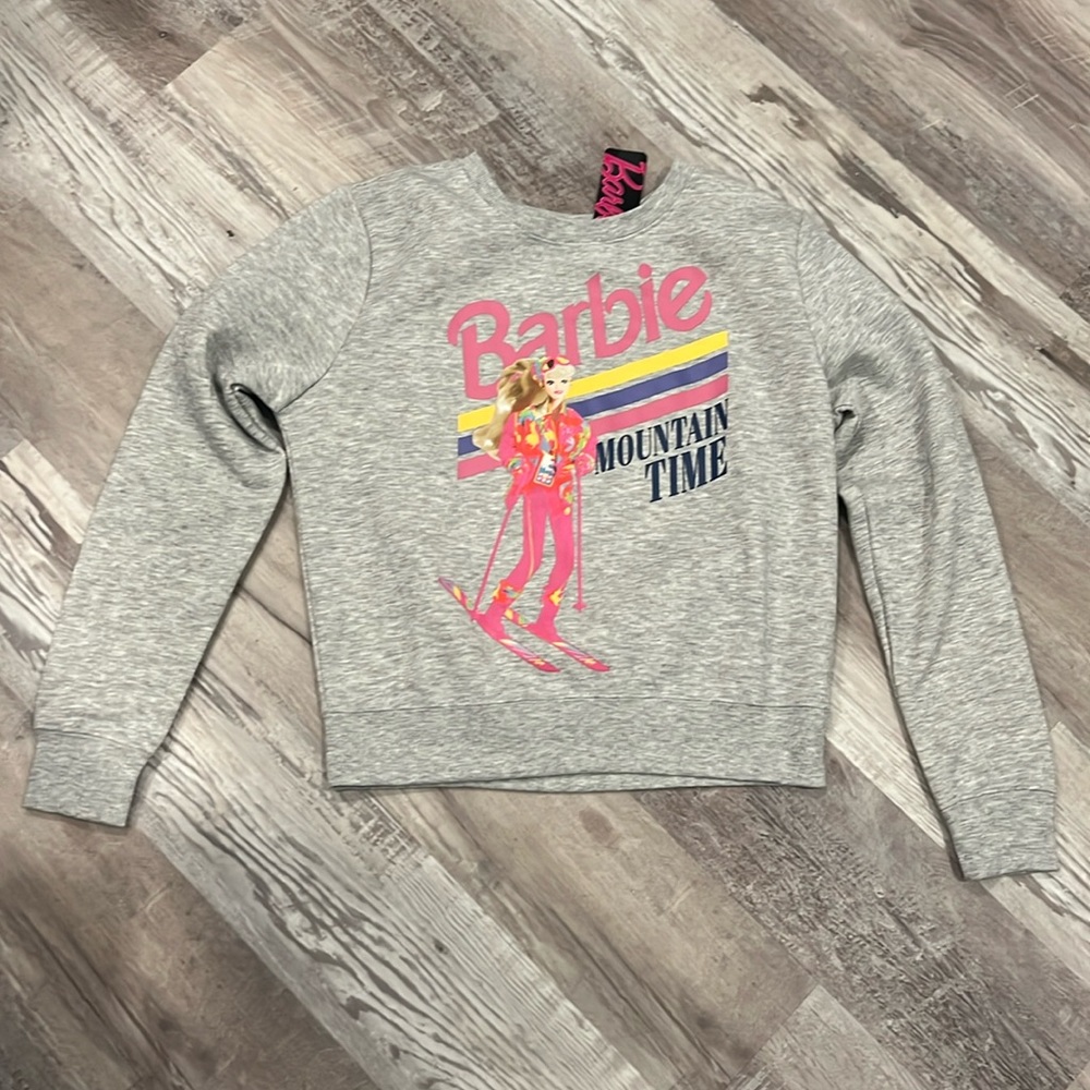 Barbie Mountain Time Grey Sweatshirt size M NWT